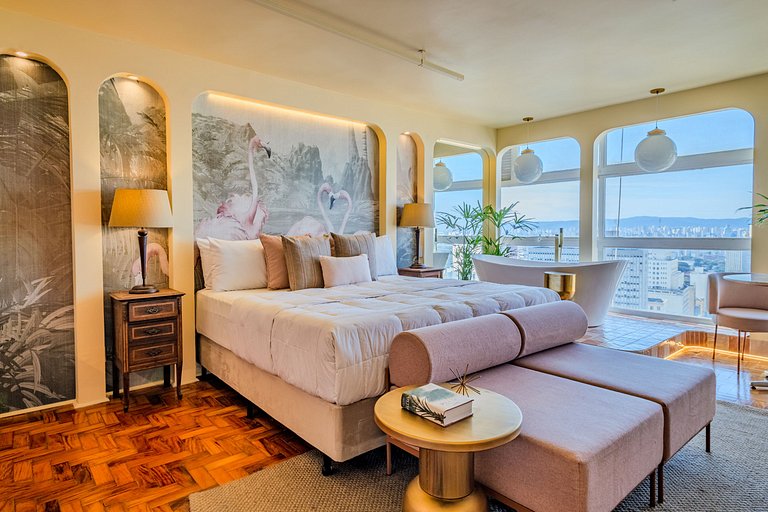 Estudio Estilo Resort con Bañera y Vista | Centro SP