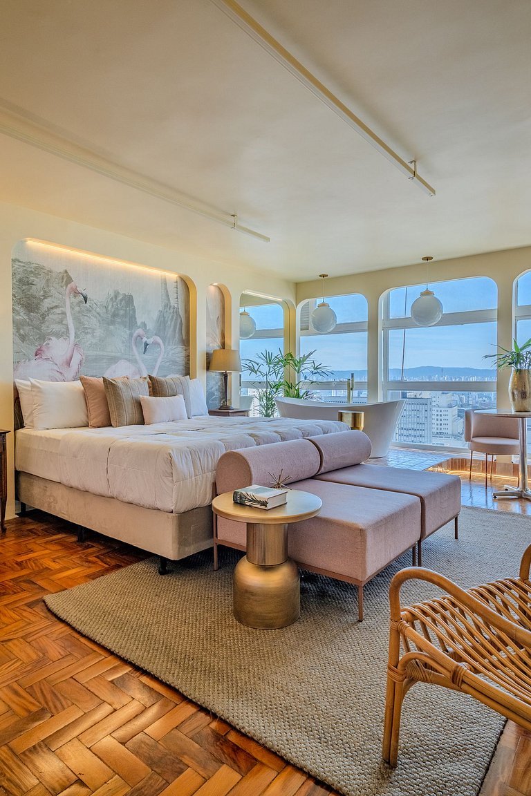 Estudio Estilo Resort con Bañera y Vista | Centro SP