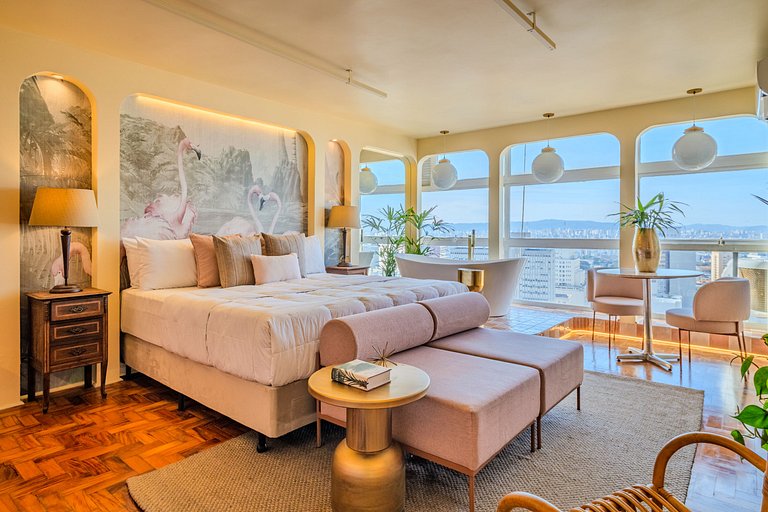 Estudio Estilo Resort con Bañera y Vista | Centro SP