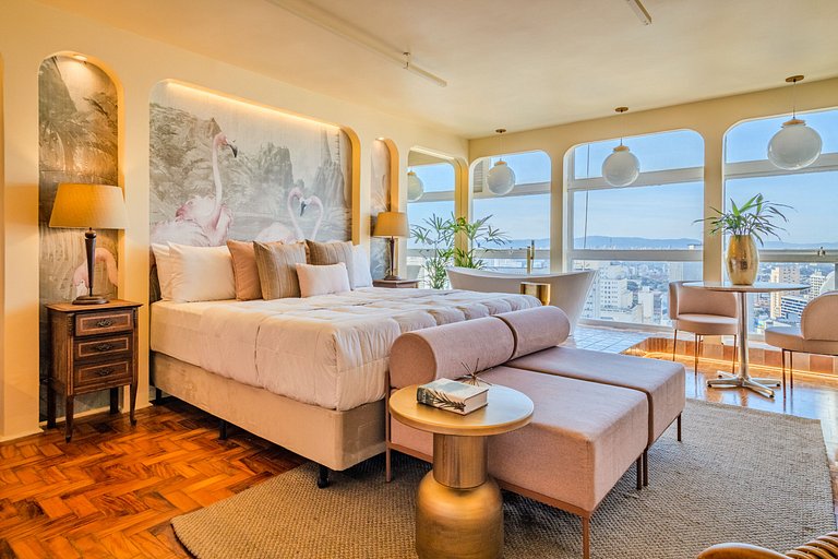 Estudio Estilo Resort con Bañera y Vista | Centro SP