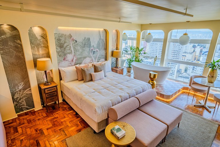 Estudio Estilo Resort con Bañera y Vista | Centro SP