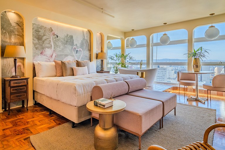 Estudio Estilo Resort con Bañera y Vista | Centro SP
