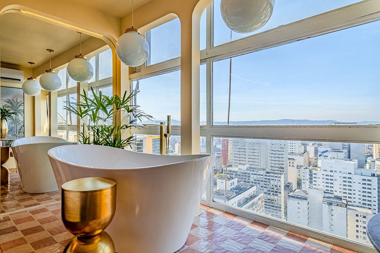 Estudio Estilo Resort con Bañera y Vista | Centro SP
