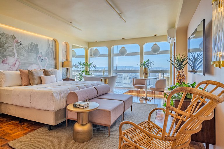 Estudio Estilo Resort con Bañera y Vista | Centro SP