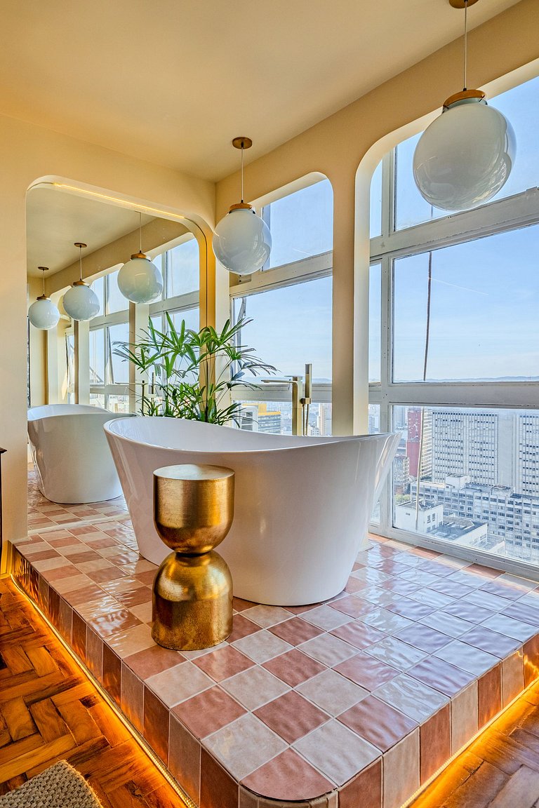 Estudio Estilo Resort con Bañera y Vista | Centro SP