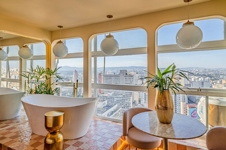 Estudio Estilo Resort con Bañera y Vista | Centro SP