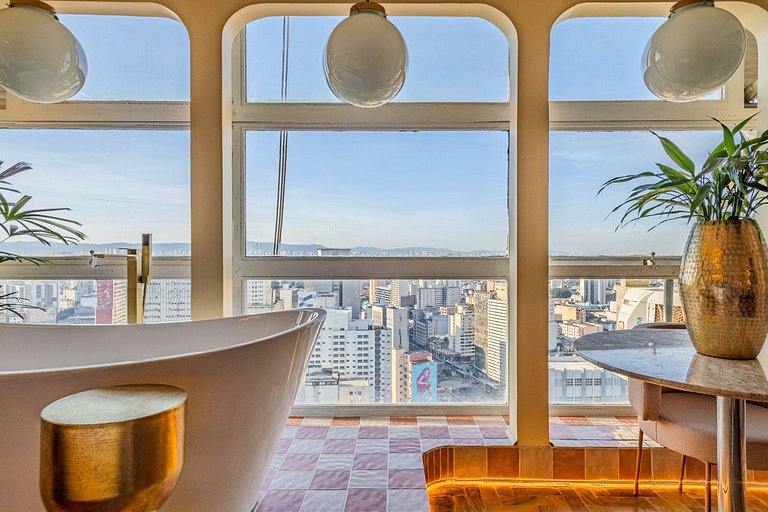 Estudio Estilo Resort con Bañera y Vista | Centro SP