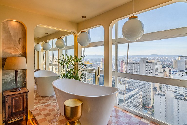 Estudio Estilo Resort con Bañera y Vista | Centro SP