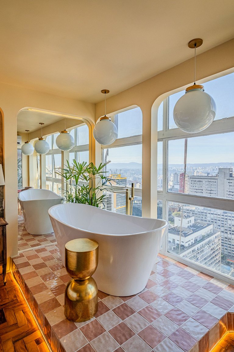 Estudio Estilo Resort con Bañera y Vista | Centro SP
