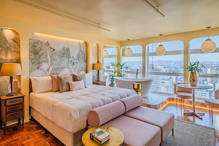 Estudio Estilo Resort con Bañera y Vista | Centro SP