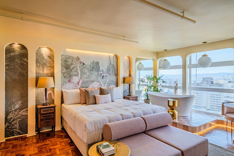 Estudio Estilo Resort con Bañera y Vista | Centro SP