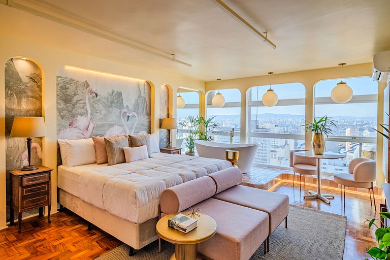 Estudio Estilo Resort con Bañera y Vista | Centro SP