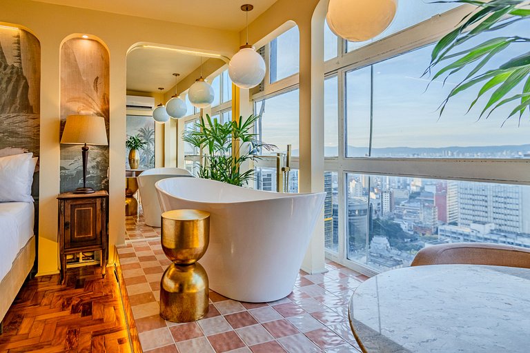Estudio Estilo Resort con Bañera y Vista | Centro SP