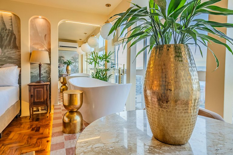 Estudio Estilo Resort con Bañera y Vista | Centro SP