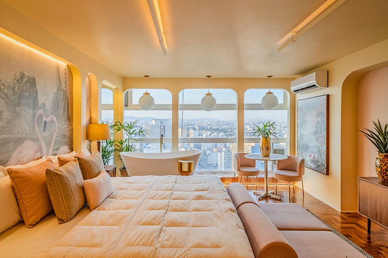 Estudio Estilo Resort con Bañera y Vista | Centro SP