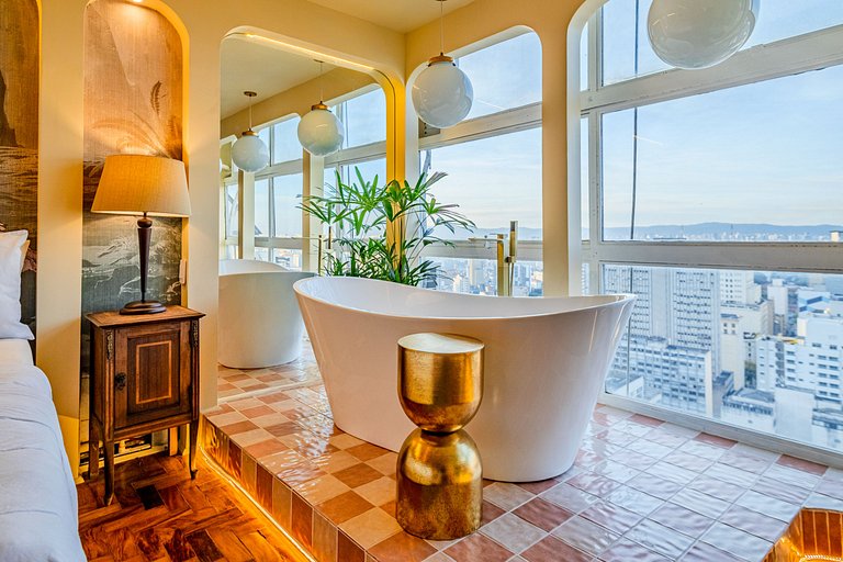 Estudio Estilo Resort con Bañera y Vista | Centro SP