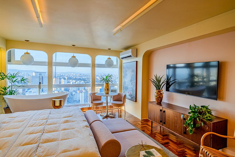 Estudio Estilo Resort con Bañera y Vista | Centro SP