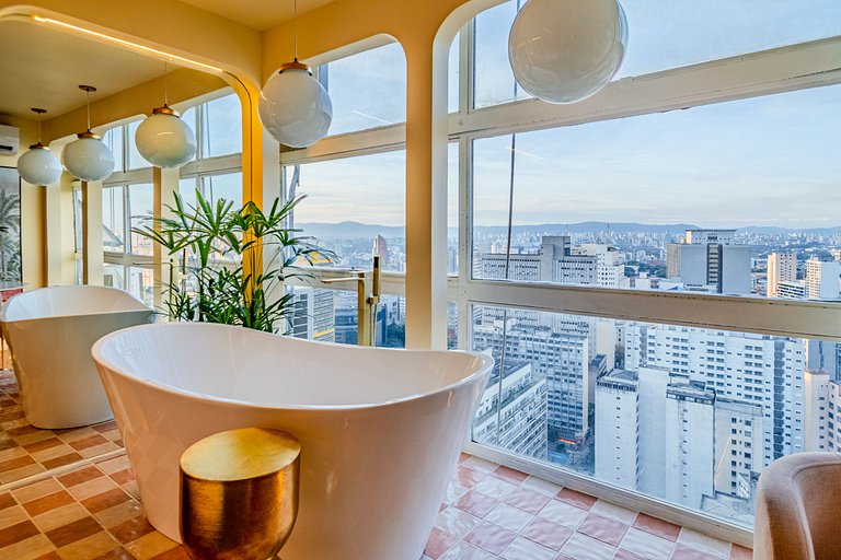 Estudio Estilo Resort con Bañera y Vista | Centro SP