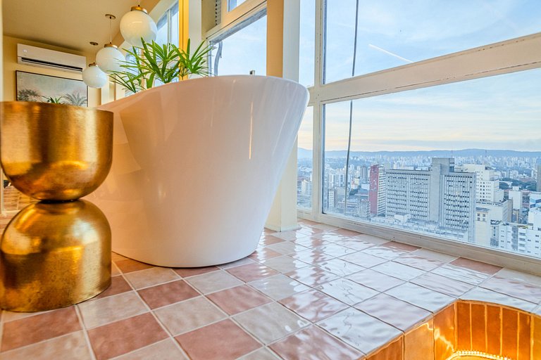 Estudio Estilo Resort con Bañera y Vista | Centro SP