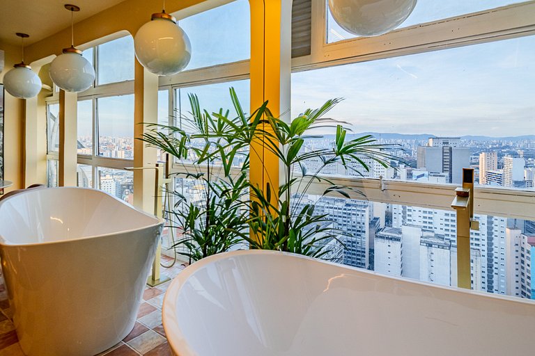 Estudio Estilo Resort con Bañera y Vista | Centro SP