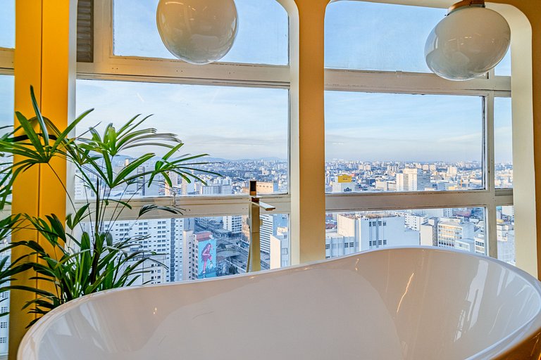 Estudio Estilo Resort con Bañera y Vista | Centro SP