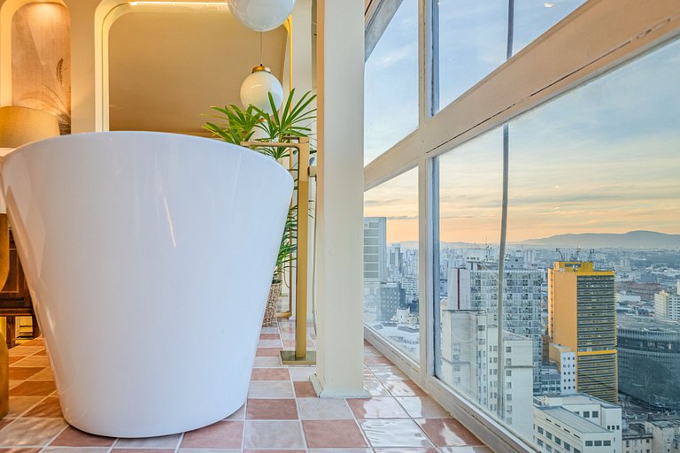 Estudio Estilo Resort con Bañera y Vista | Centro SP