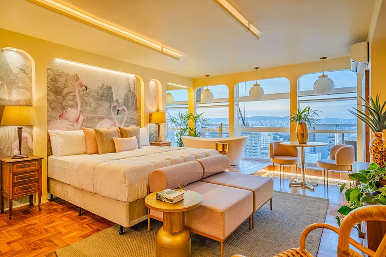 Estudio Estilo Resort con Bañera y Vista | Centro SP