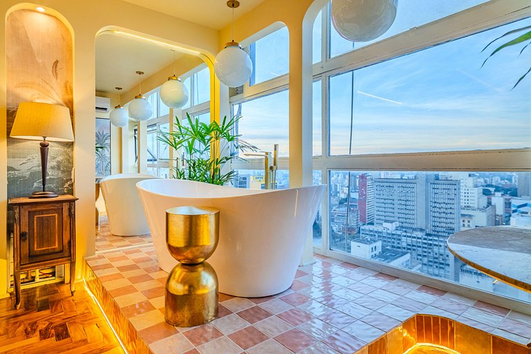 Estudio Estilo Resort con Bañera y Vista | Centro SP