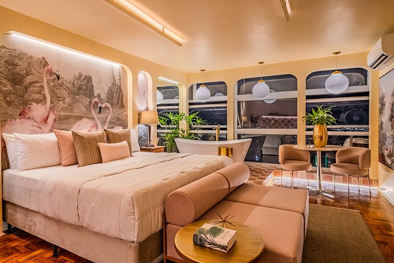 Estudio Estilo Resort con Bañera y Vista | Centro SP