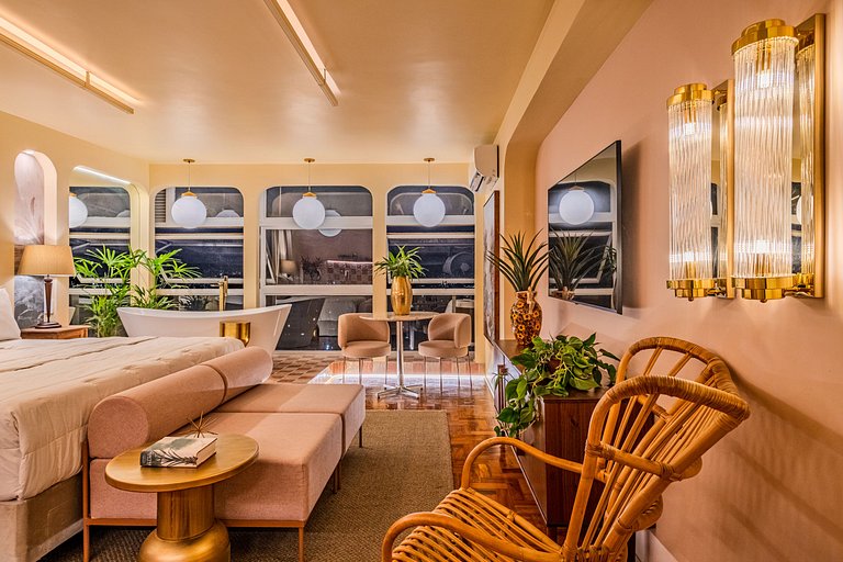 Estudio Estilo Resort con Bañera y Vista | Centro SP