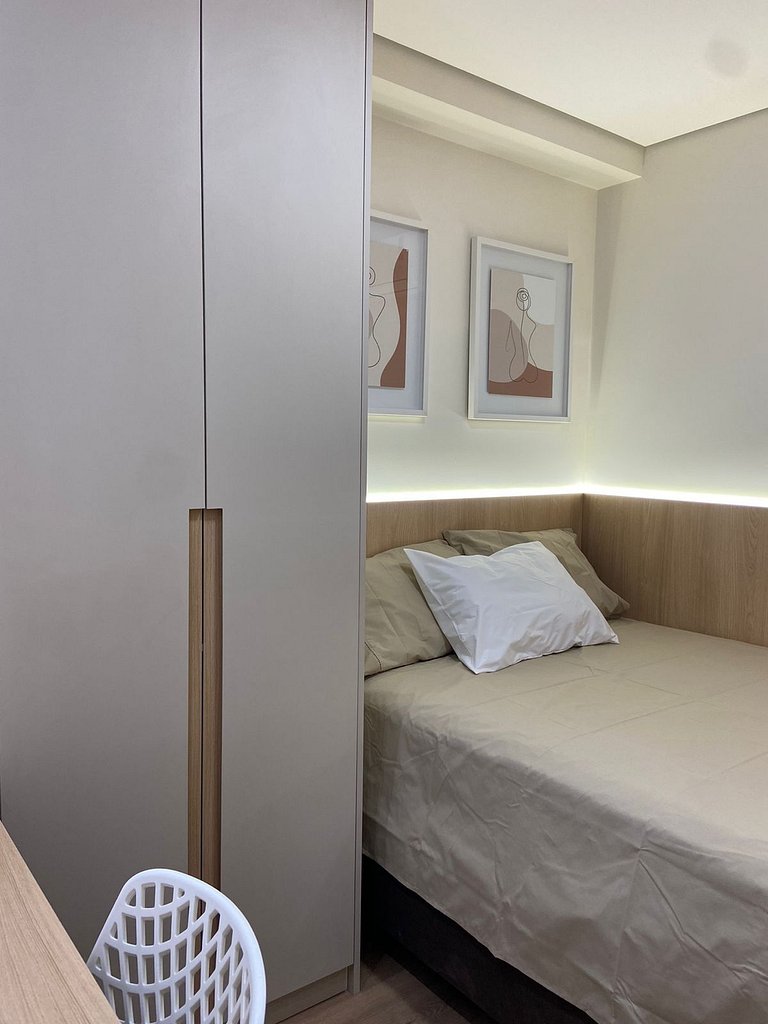 Studio novo com piscina e academia no Butantã