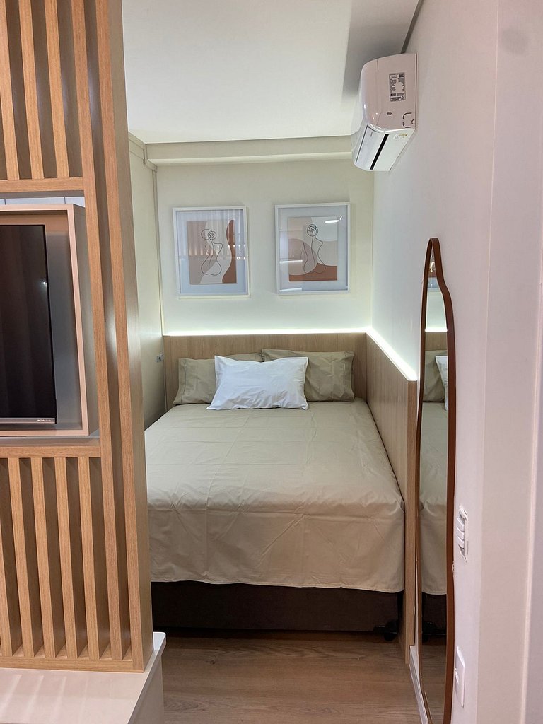 Studio novo com piscina e academia no Butantã