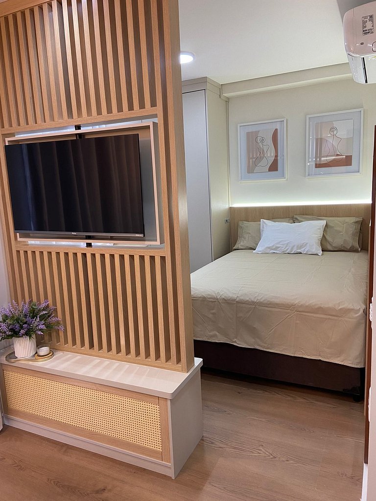 Studio novo com piscina e academia no Butantã