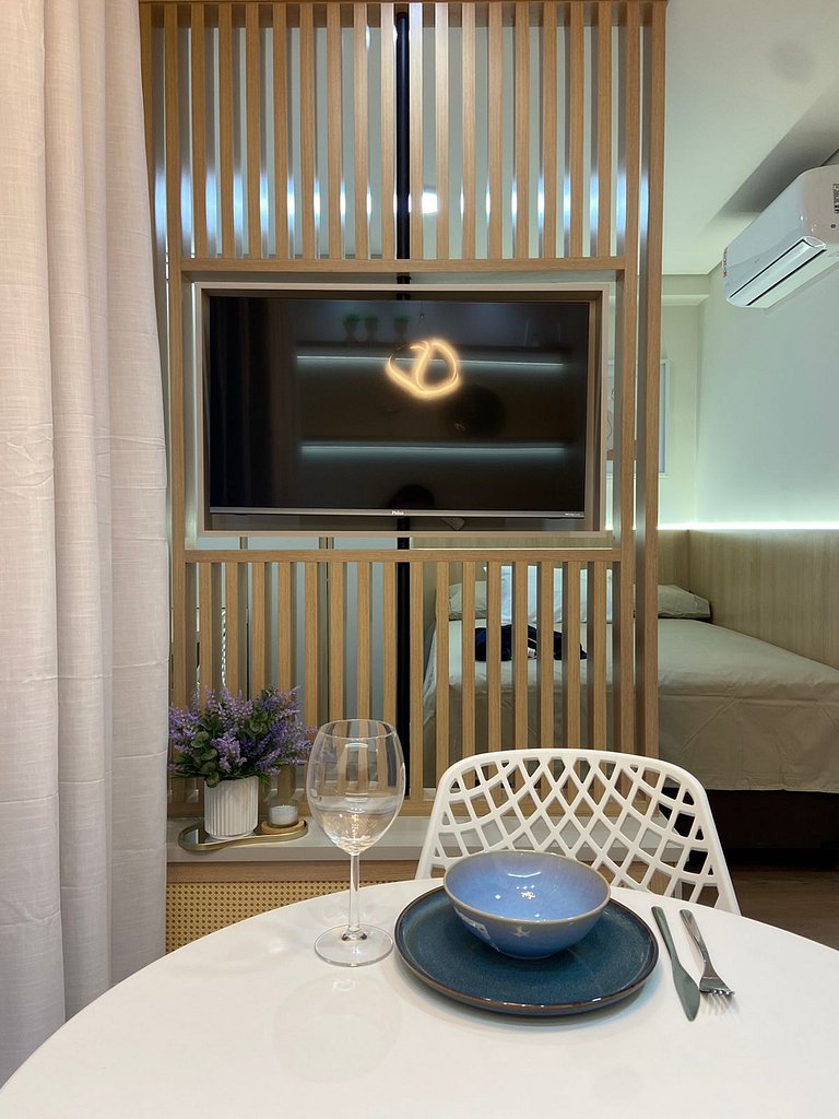 Studio novo com piscina e academia no Butantã