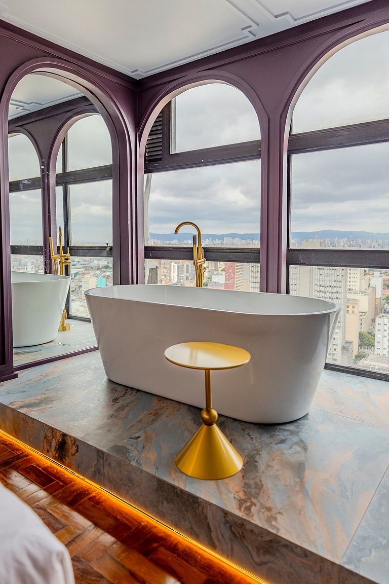 Estudio Art Déco con Bañera y Vista | Centro de SP