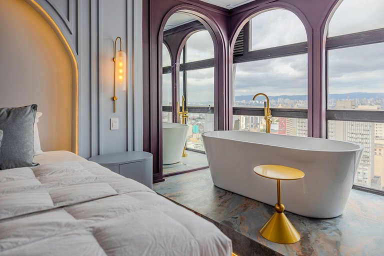 Estudio Art Déco con Bañera y Vista | Centro de SP