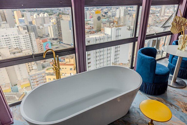 Estudio Art Déco con Bañera y Vista | Centro de SP