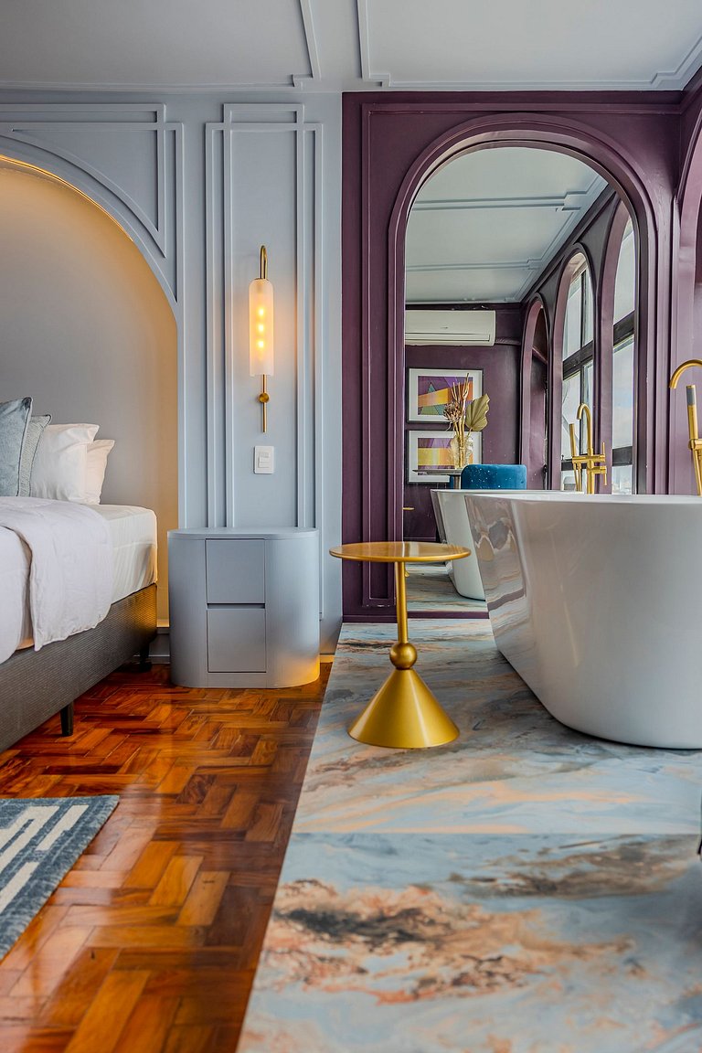 Estudio Art Déco con Bañera y Vista | Centro de SP