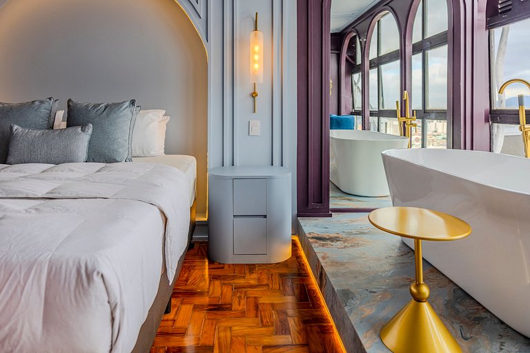 Estudio Art Déco con Bañera y Vista | Centro de SP