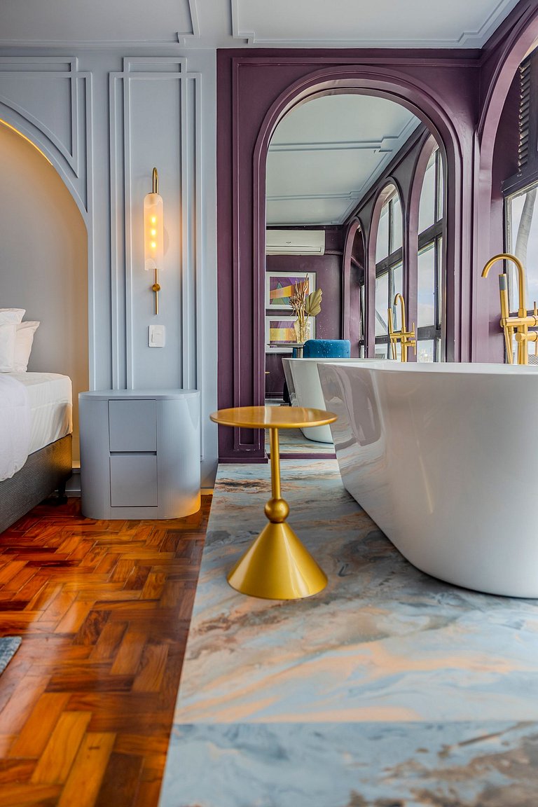 Estudio Art Déco con Bañera y Vista | Centro de SP