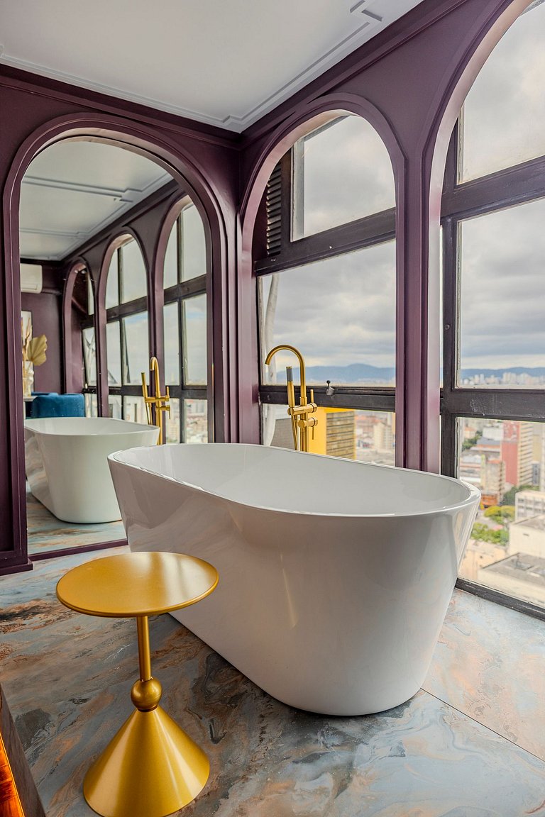 Estudio Art Déco con Bañera y Vista | Centro de SP