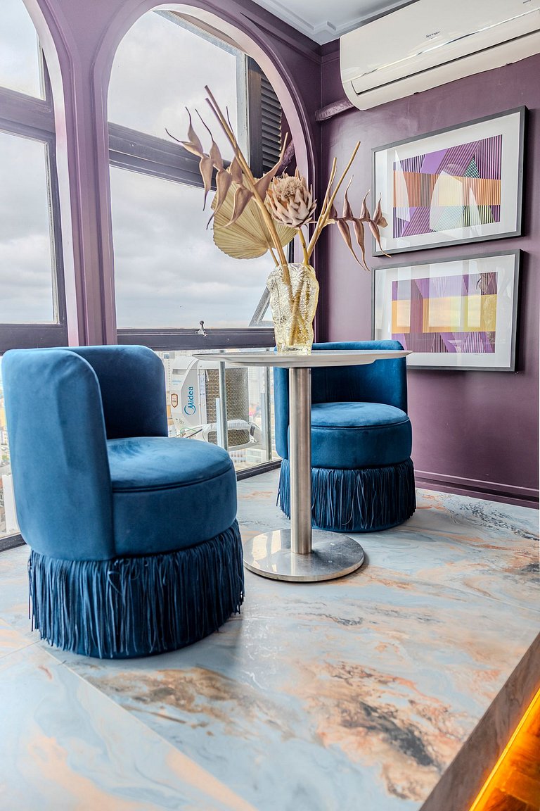 Estudio Art Déco con Bañera y Vista | Centro de SP