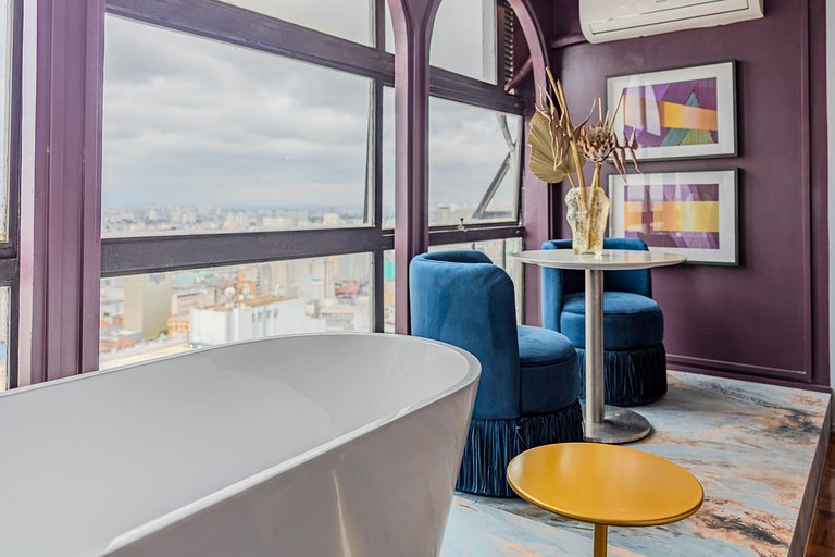 Estudio Art Déco con Bañera y Vista | Centro de SP