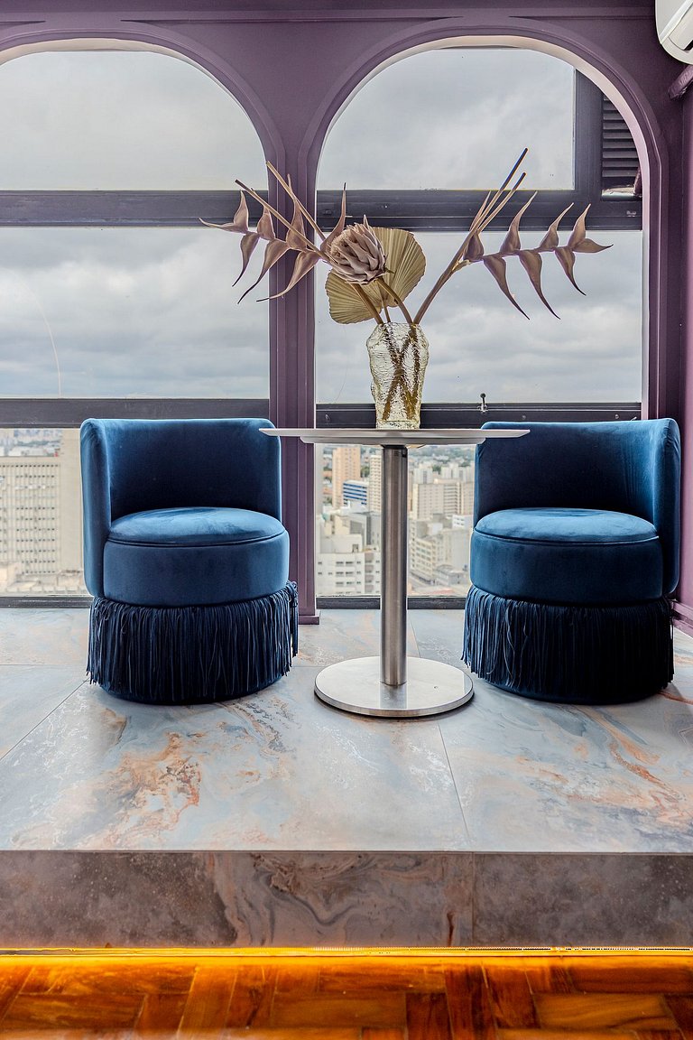 Estudio Art Déco con Bañera y Vista | Centro de SP