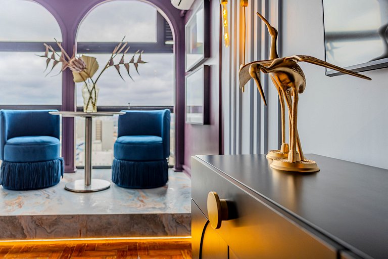 Estudio Art Déco con Bañera y Vista | Centro de SP