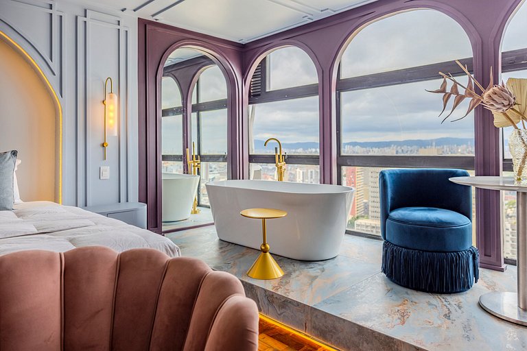 Estudio Art Déco con Bañera y Vista | Centro de SP