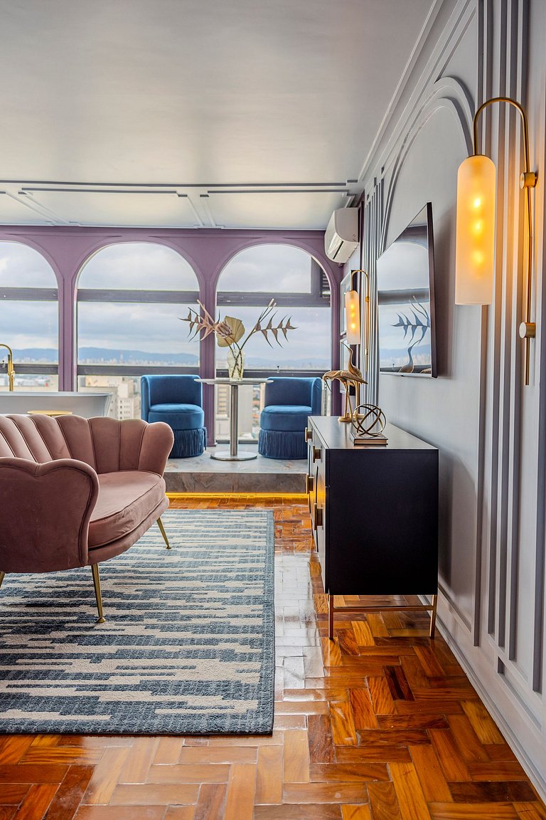 Estudio Art Déco con Bañera y Vista | Centro de SP