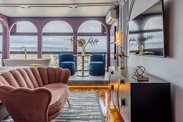 Estudio Art Déco con Bañera y Vista | Centro de SP