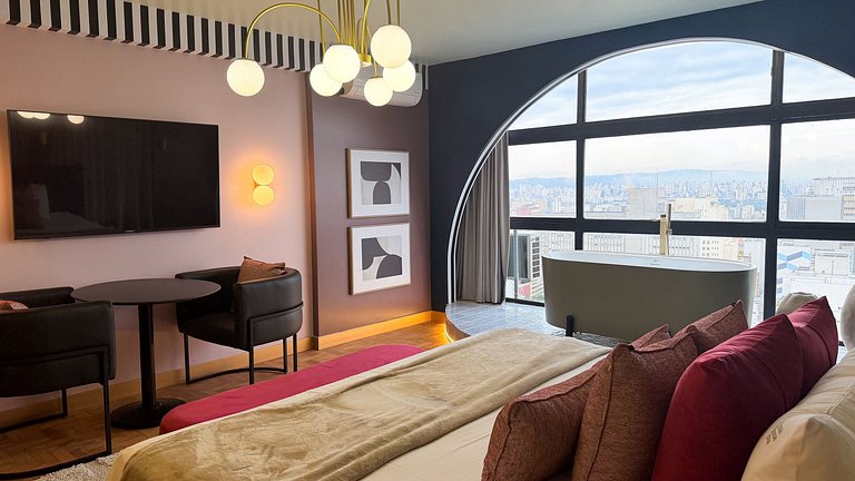 Estudio Estilo Resort con Bañera y Vista | Centro SP